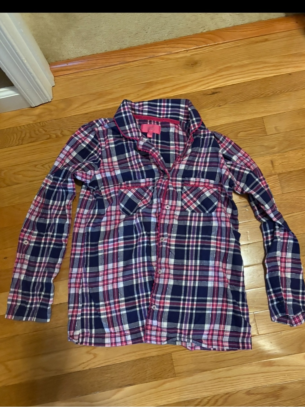 Silver, Hot Pink, & Purple Victoria’s Secret PINK Pajama Long Sleeve Button Up